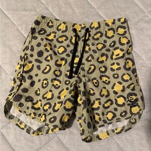 Seasalt Swim Kids Yellow Camo Leopard Swim Trunks